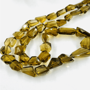 Beer Quartz Faceted Nuggets Beads