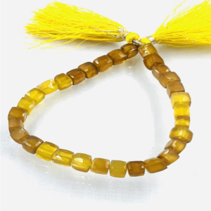 Yellow Chalcedony Shaded Gemstone Faceted Box Shape Heishi Beads