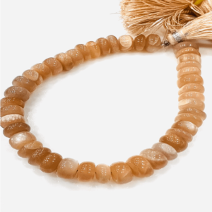 Top Premium Quality Natural Peach Moonstone Smooth Rondelle Beads Size 8 to 10mm Approx 8 Inches Strand 100% Natural