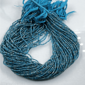 High Quality Natural Neon Blue Apatite Faceted Rondelle Beads Size 2mm to 2:5mm Approx. 13 Inches Strand.