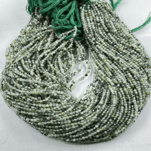 High Quality Natural Green Prehnite Faceted Rondelle Beads Size 2mm to 2:5mm Approx. 13 Inches Strand.