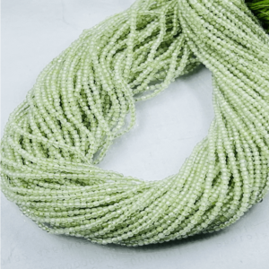 High Quality Natural Green Prehnite Faceted Rondelle Beads Size 2mm to 2:5mm Approx. 13 Inches Strand.
