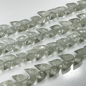 Custom Shape 8 Inches High Quality Green Amethyst Quartz Faceted Briolette Tear Drops Size 7x 9 to 7x10mm Approx. Wholesale Price