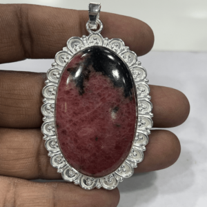 Indian Supplier Fashionable Jewelry 925 Rhodonite Gemstone Sterling Silver Pendent With High Rohodium Polished