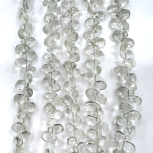 Competitive Price High Quality Green Amethyst Quartz Smooth Briolette Pear Drops 7 Inches Size 5-7mm Approx