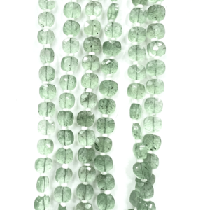 Natural Stone Beads High Quality Natural Green Strawberry Quartz Faceted Cushion Shape Beads 17 Inches Size 6mm Approx