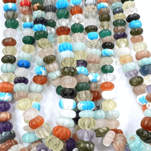 Natural Stone Jewelry High Quality Natural Multi-stone Beads Gemstone Pumpkin Shape 14 Inches Size 8-12mm Approx
