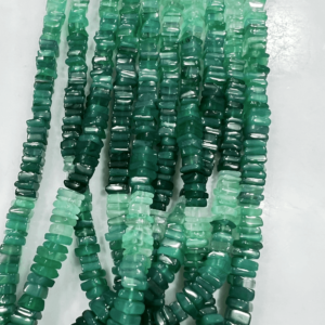 Natural Green Onyx Shaded Gemstone Heishi Square Shape Beads Size 6-8MM Approx Gemstone Bead Jewelry