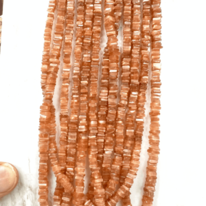 Natural Peach Moonstone Gemstone Heishi Square Shape Beads Size 6-8MM Approx Crafting with Gemstone Beads