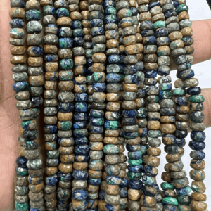 Indian Natural Azurite Gemstone Faceted Rondelle Beads Quality Size 5 to 6mm Approx Natural Gemstone Beads for Jewelry Making