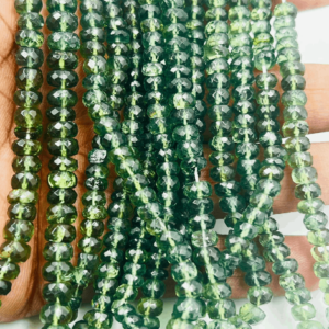 High Quality Natural Green Apatite Faceted Rondelle Beads 14 Inches Strand Size 4 to 5mm