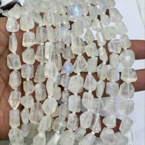 8 Inches Natural Rainbow Moonstone Faceted Nuggets High Quality Size 10 to 12mm Approx.