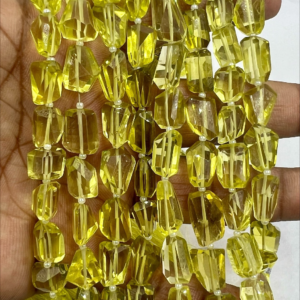 8 Inches Natural Lemon Quartz Faceted Nuggets High Quality Size 10 to 12mm Approx.