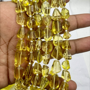 8 Inches Natural Honey Lemon Quartz Faceted Nuggets High Quality Size 10 to 12mm Approx.