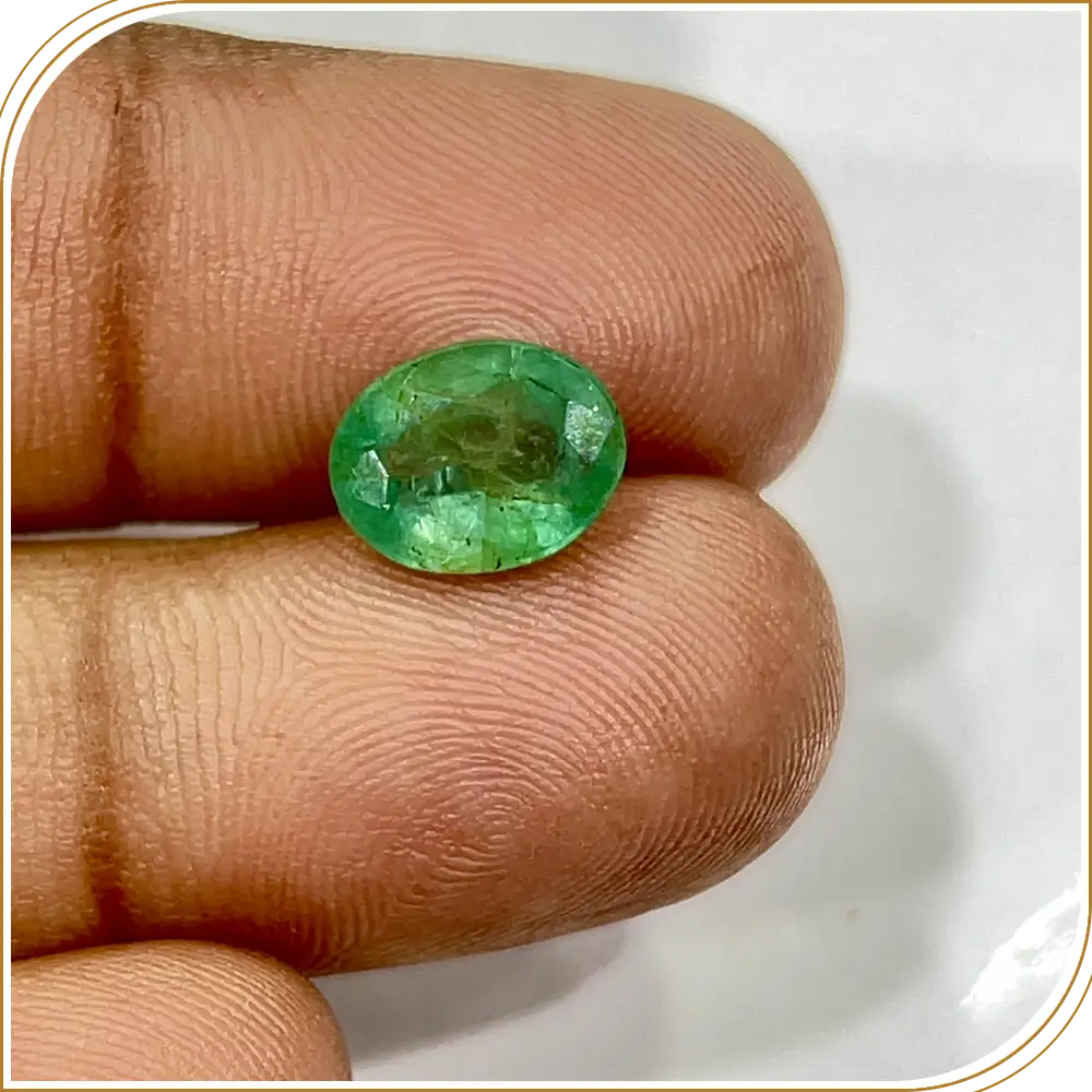 Natural Precious Zambian Emerald Loose Gemstone Cut Stone Oval Shape  Size 10x85mm Weight -2.60ct