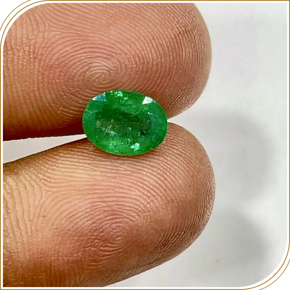 Natural Precious Zambian Emerald Loose Gemstone Cut Stone Oval Shape  Size 9x7x4mm Weight -1.65ct