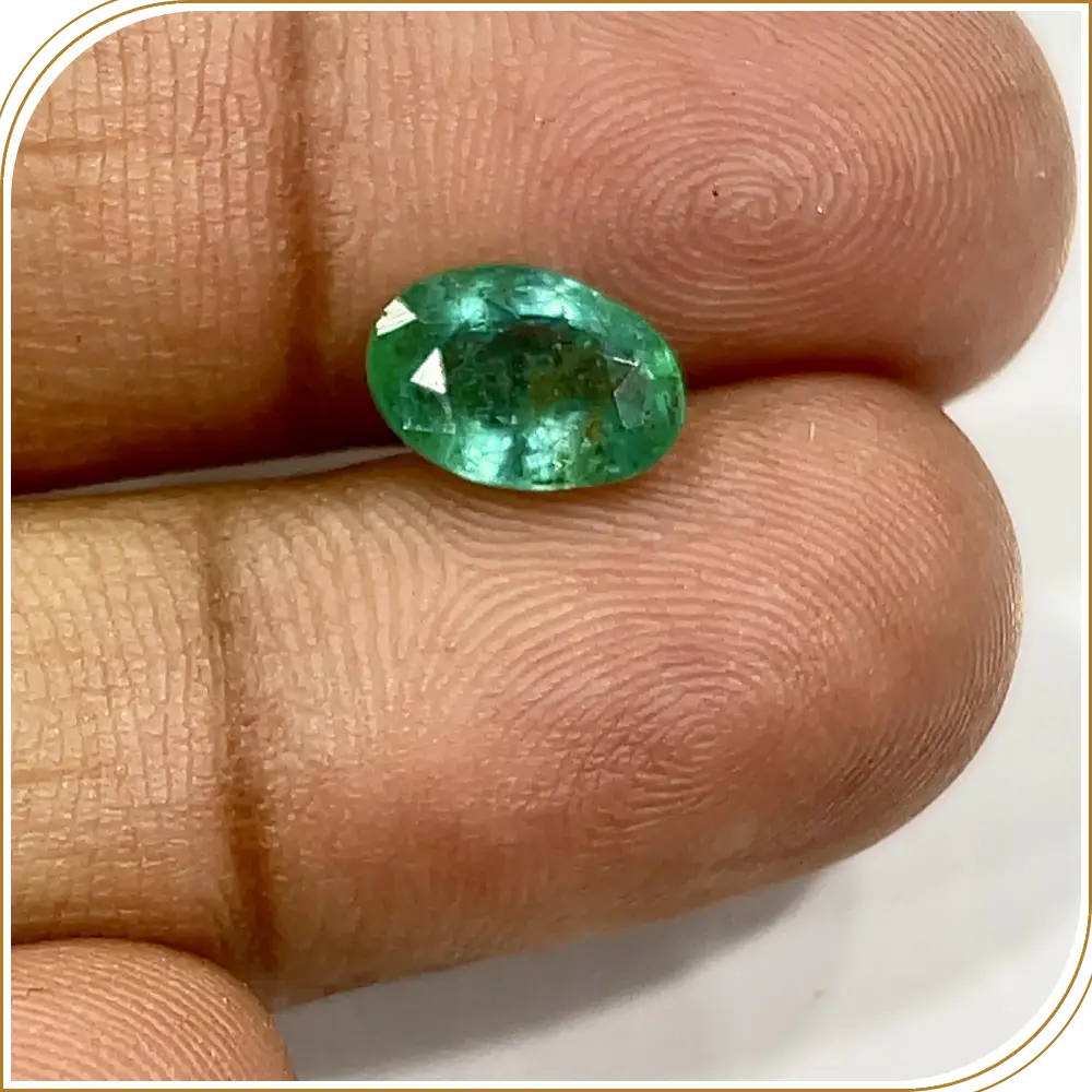 Natural Precious Zambian Emerald Loose Gemstone Cut Stone Oval Shape  Size 10x7x4mm  Weight -1.80ct