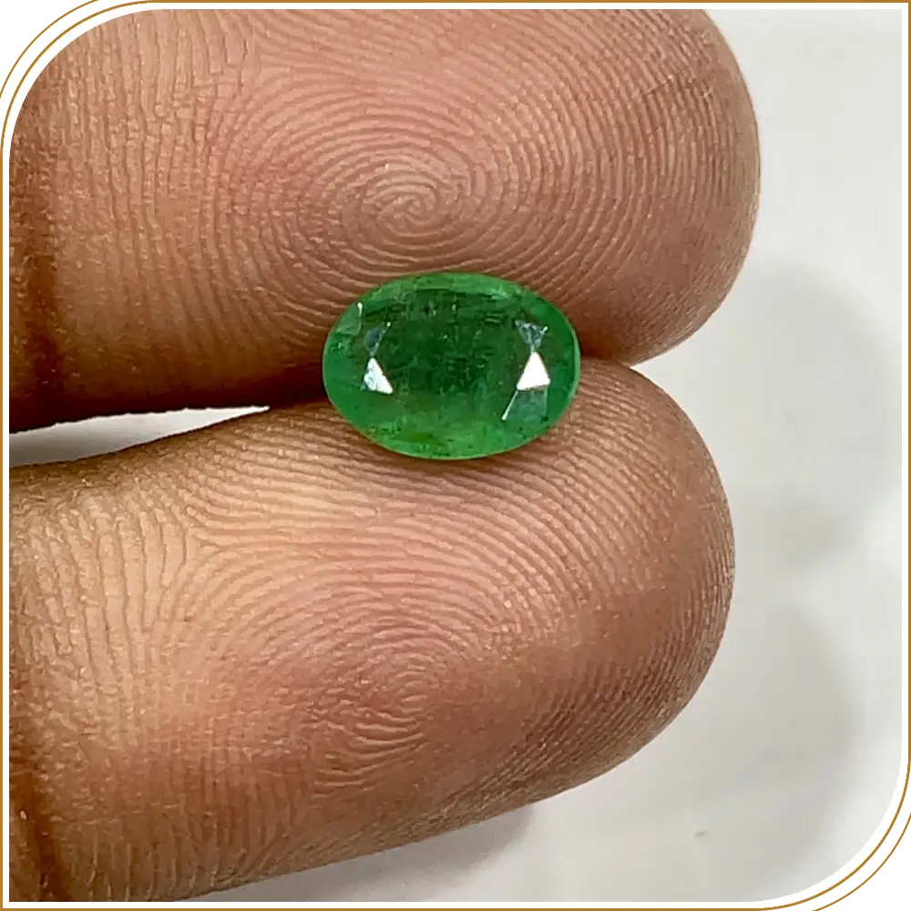 Natural Precious Zambian Emerald Loose Gemstone Cut Stone Oval Shape  Size 9x7x3mm Weight -1.45ct