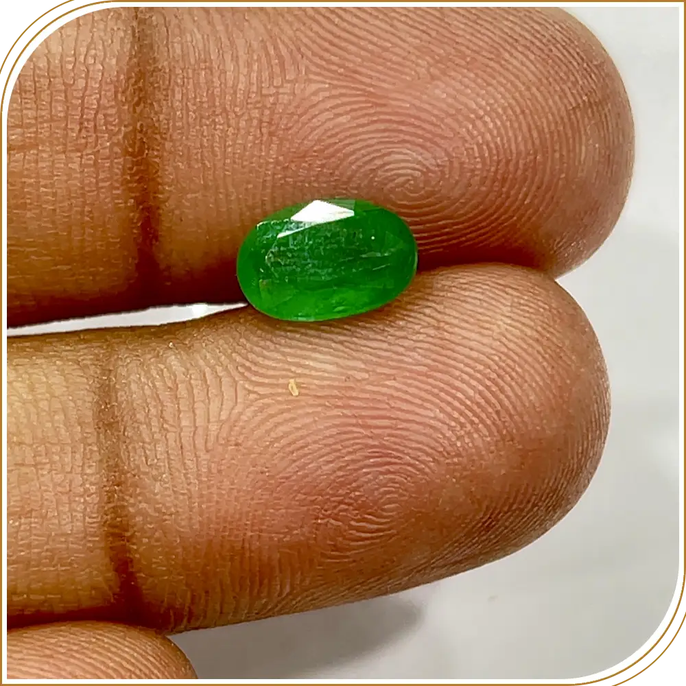 Natural Precious Zambian Emerald Loose Gemstone Cut Stone Oval Shape  Size 9x6x5mm Weight -1.90ct