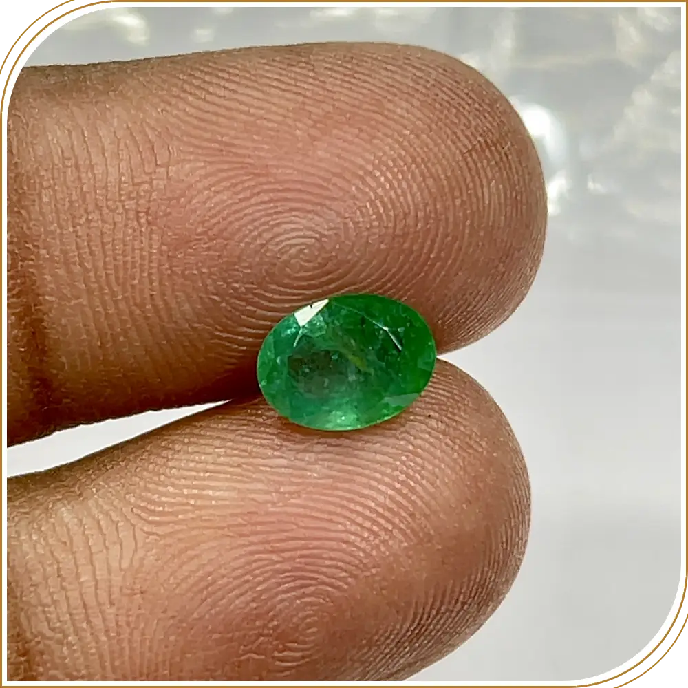Natural Precious Zambian Emerald Loose Gemstone Cut Stone Oval Shape  Size 8x6x4mm Weight -1.50ct