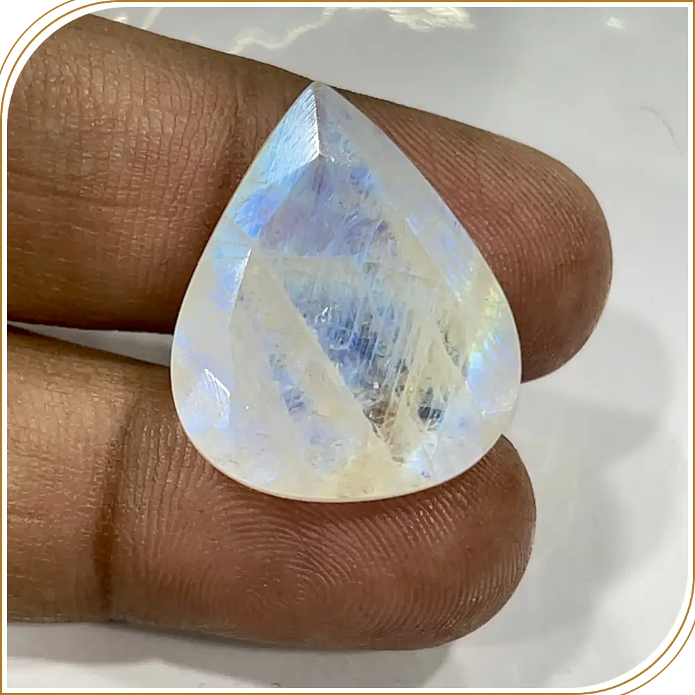 Natural Blue Fire Rainbow Moonstone Loose Gemstone Cut Pear Shape  Size 26x21x8mm Weight -24.80ct