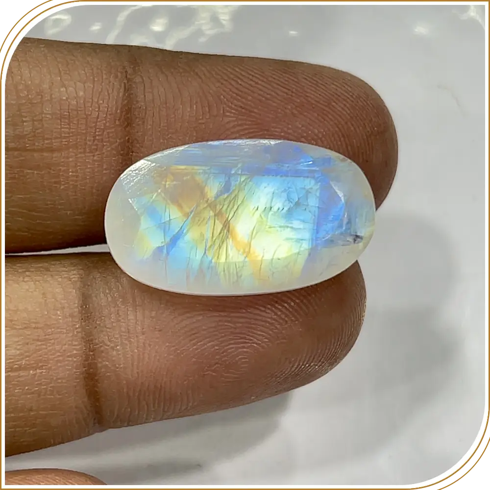 Natural Blue Fire Rainbow Moonstone Loose Gemstone Cut Oval Shape  Size 24x13x7mm Weight -16.65ct