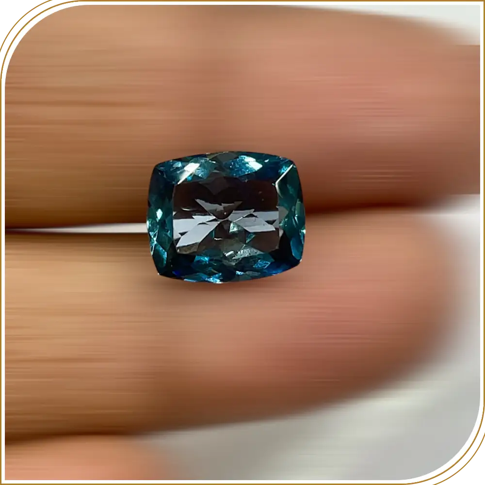 Natural London Blue Topaz Loose Gemstone Cut Stone Rectangle Shape Size 12x10x6mm Weight - 6.25ct)