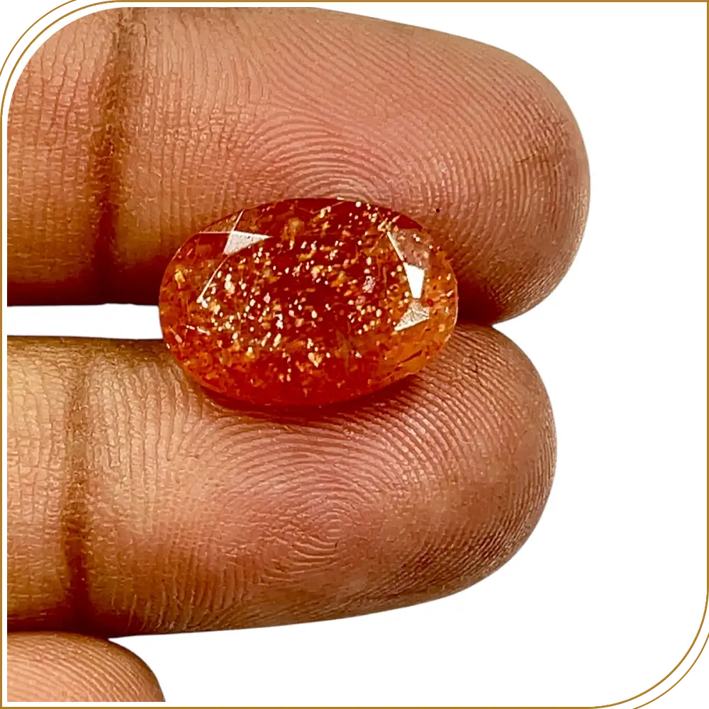 Natural Red Sun Stone Loose Gemstone Cut Stone Oval Shape Size 16x11x7mm Weight 6.90ct