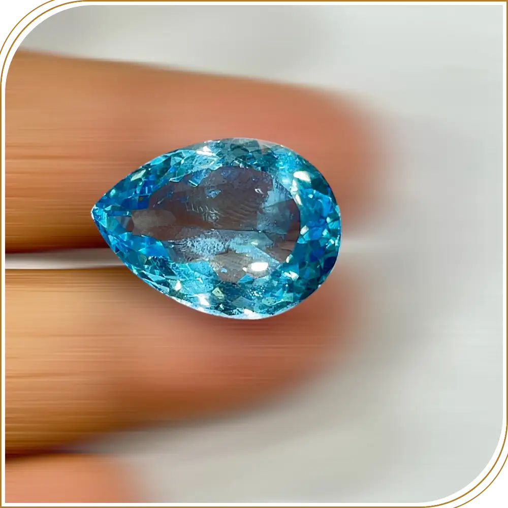 Natural Swiss Blue Topaz Loose Gemstone Cut Stone Pear Drops Shape Size 24x17x10mm Weight -30.60ct