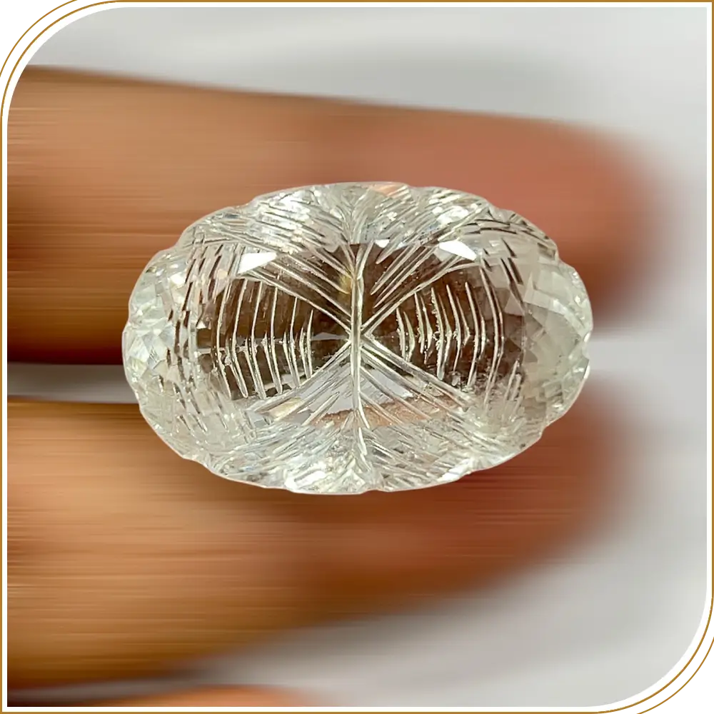 Natural Crystal Quartz Hand Carved Loose Gemstone Cut Stone Oval Shape Size 40x27x15mm Weight -103.10ct