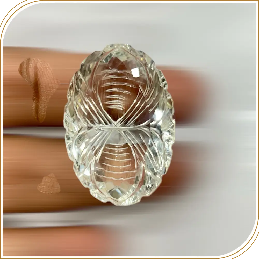 Natural Crystal Quartz Hand Carved Loose Gemstone Cut Stone Oval Shape Size 31x21x15mm Weight -67.15ct