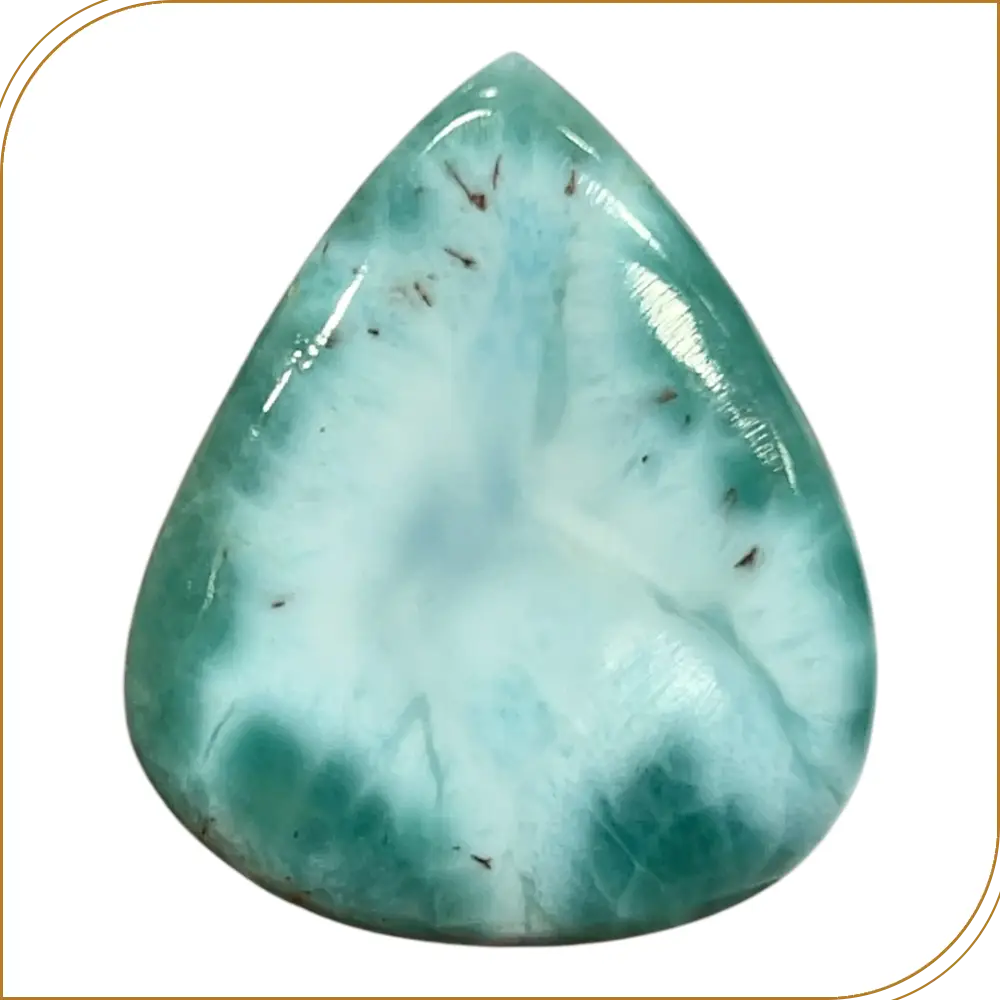 Natural Larimar Loose Gemstone Cabochon Pear  Shape Weight 6.67gm Size 30x25x5mm