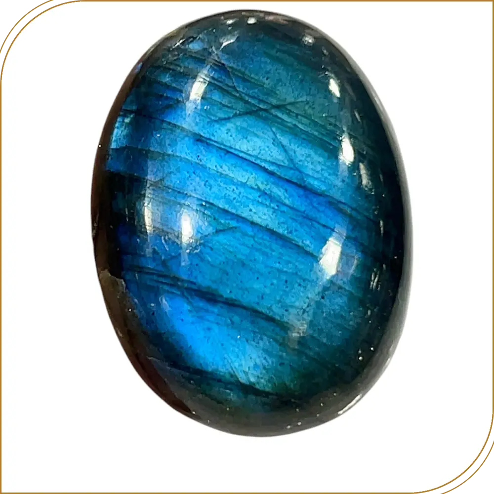 Natural Blue Fire Labradorite Loose Gemstone Cabochon Oval Shape Weight 9.64gm Size 30x22x9mm
