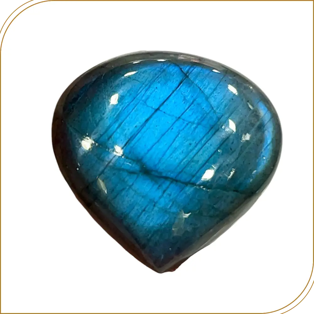 Natural blue fire labradorite loose gemstone cabochon heart shape weight 6.45gm Size 26x25x7mm