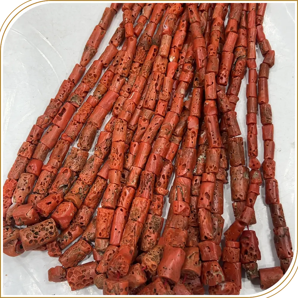 Natural High Quality Red Italian Coral Smooth Cube Shape Beads 20 Inches Strand Size 8mm To 12mm