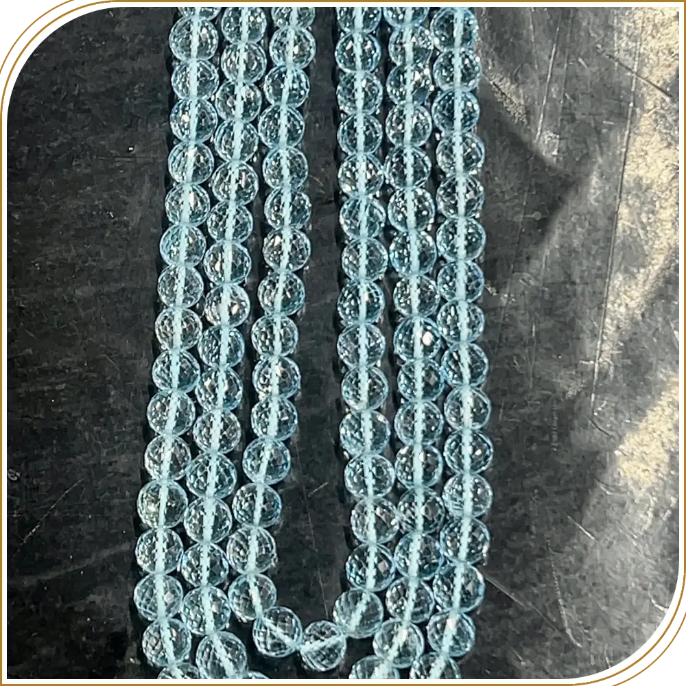 Natural Sky Blue Topaz Aa Faceted Round Ball Shape Beads 8 Inches Strand Size 7mm Approx