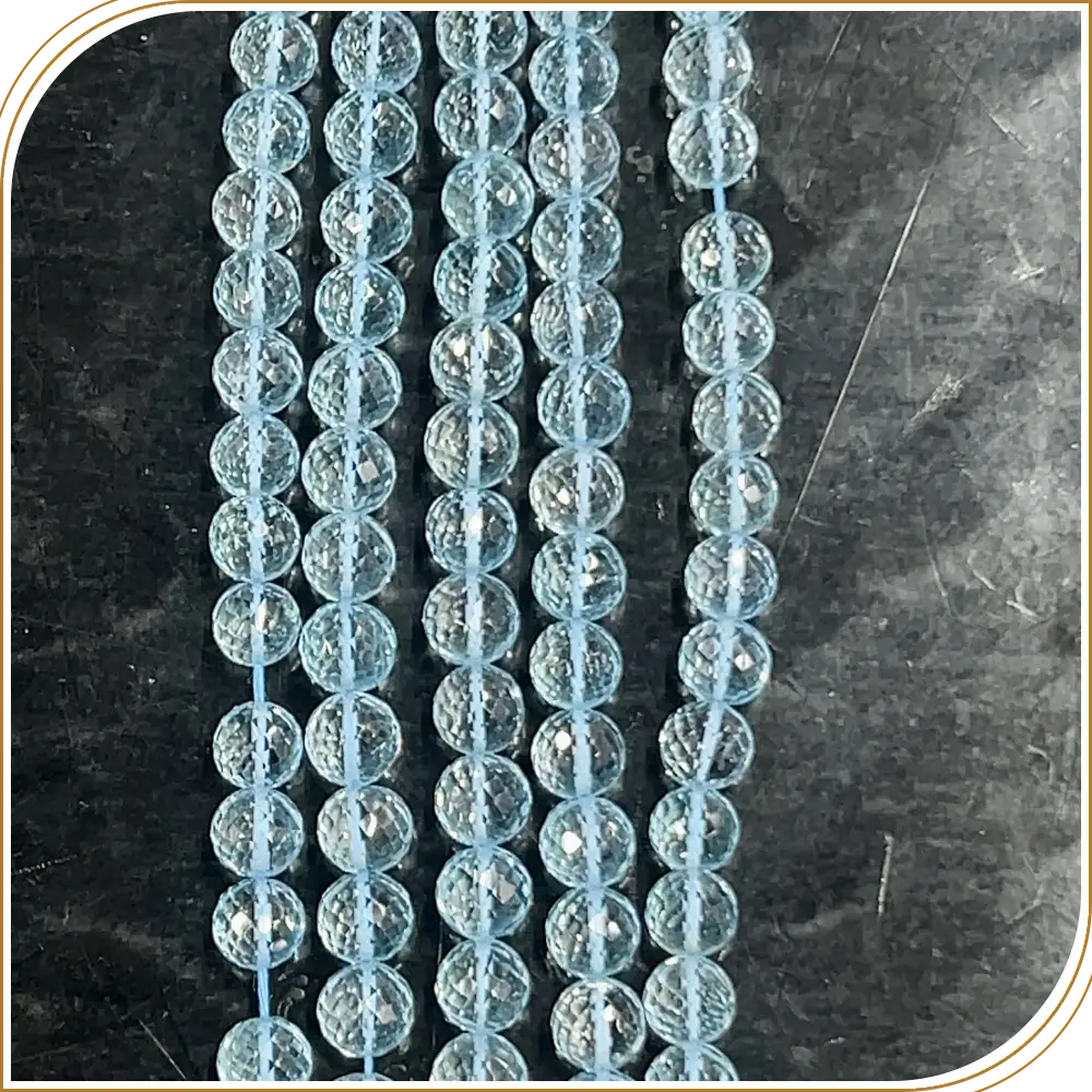 Natural Sky Blue Topaz Aaa Faceted Round Ball Shape Beads 8 Inches Strand Size 8mm to 9mm Approx