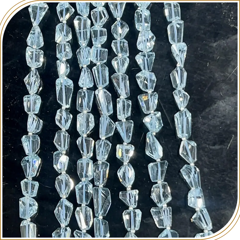 Natural Sky Blue Topaz Aa Faceted Nuggets Shape Beads 14 Inches Strand Size 7mm Approx