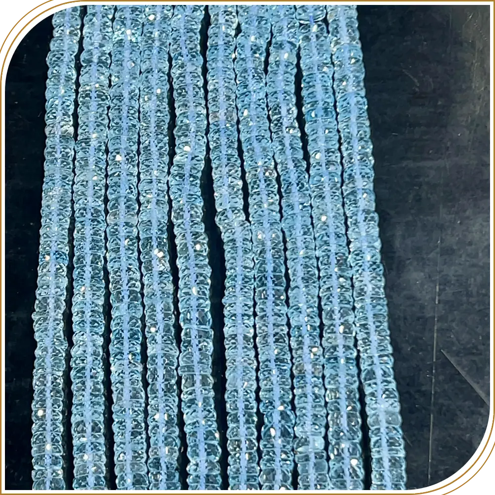 Natural Sky Blue Topaz Aa Faceted Heishi Tyre Shape Shape Beads 8 Inches Strand Size 7mm Approx