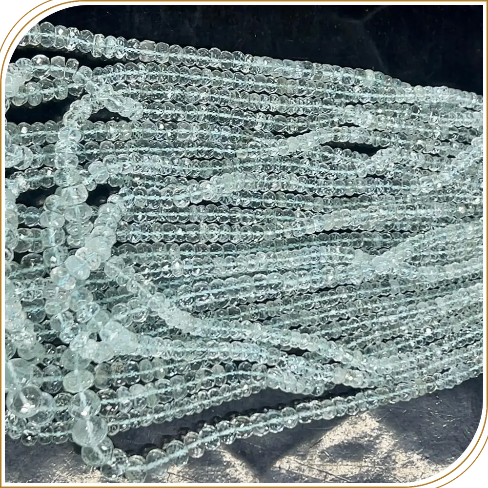 Natural Blue Aquamarine Faceted Rondelle Beads Size 4mm to 8mm Approx 14 Inches Strand
