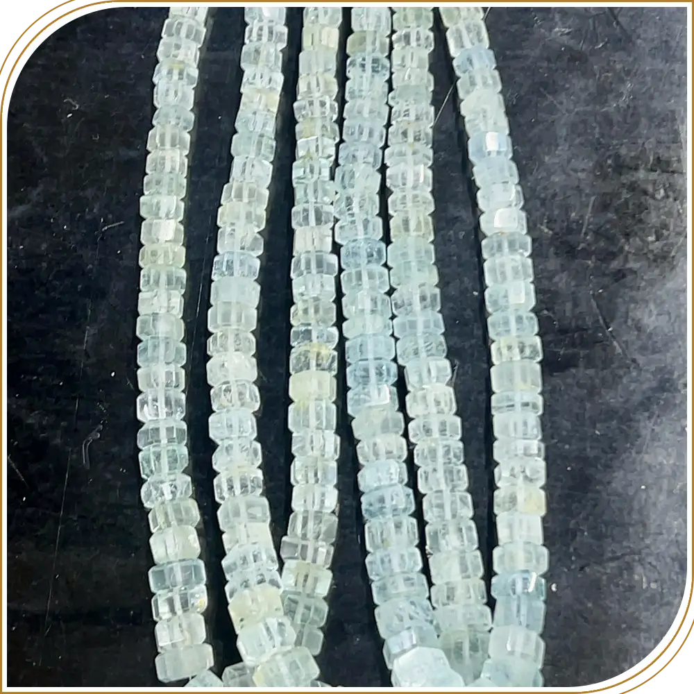 Natural Blue Aquamarine Faceted Cube Shape Beads Size 6mm to 8mm Approx 7 Inches Strand