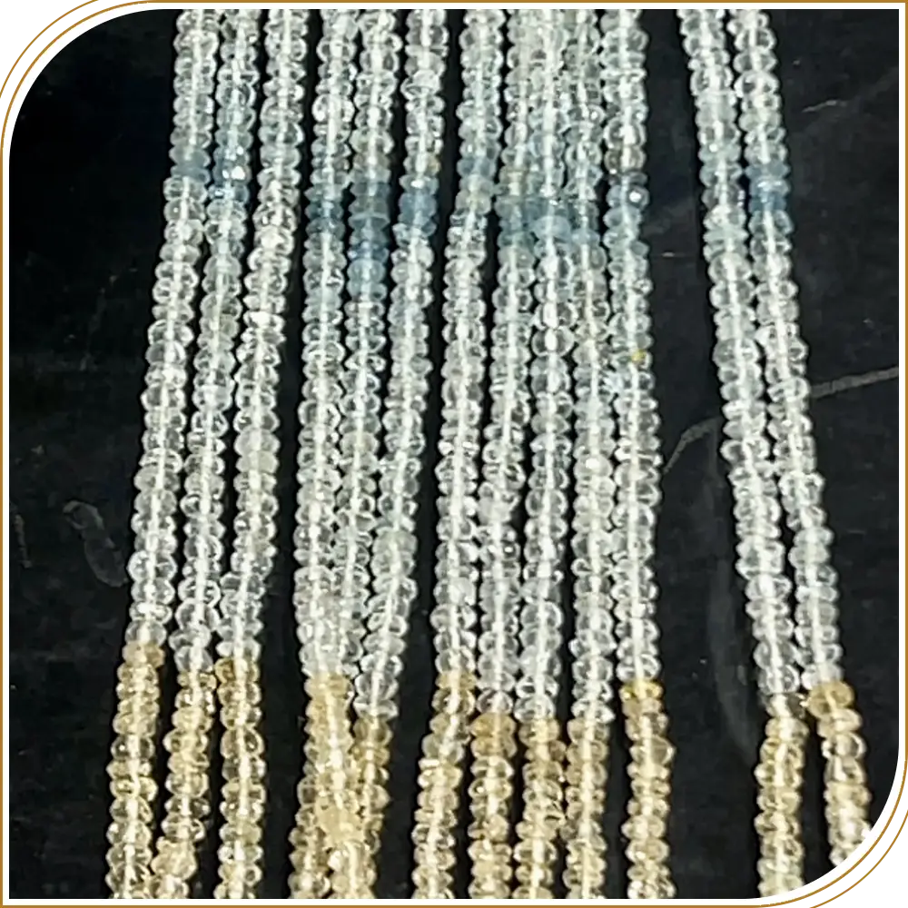 Natural Multi Aquamarine Faceted Rondelle Beads Size 3mm Approx 14 Inches Strand