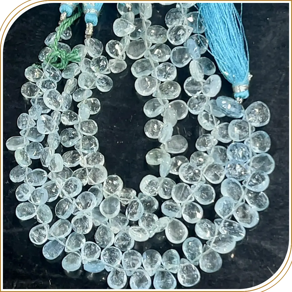 Natural Multi Aquamarine Faceted Briolette Teardrops Beads Size 5mm Approx 8 Inches Strand