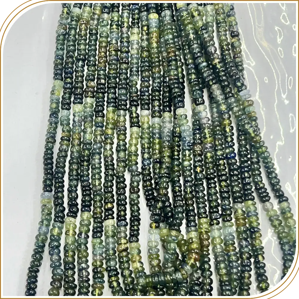 Natural Australian Sapphire Smooth Rondelle Beads Size 3.5mm to 4mm 14 Inches Strand
