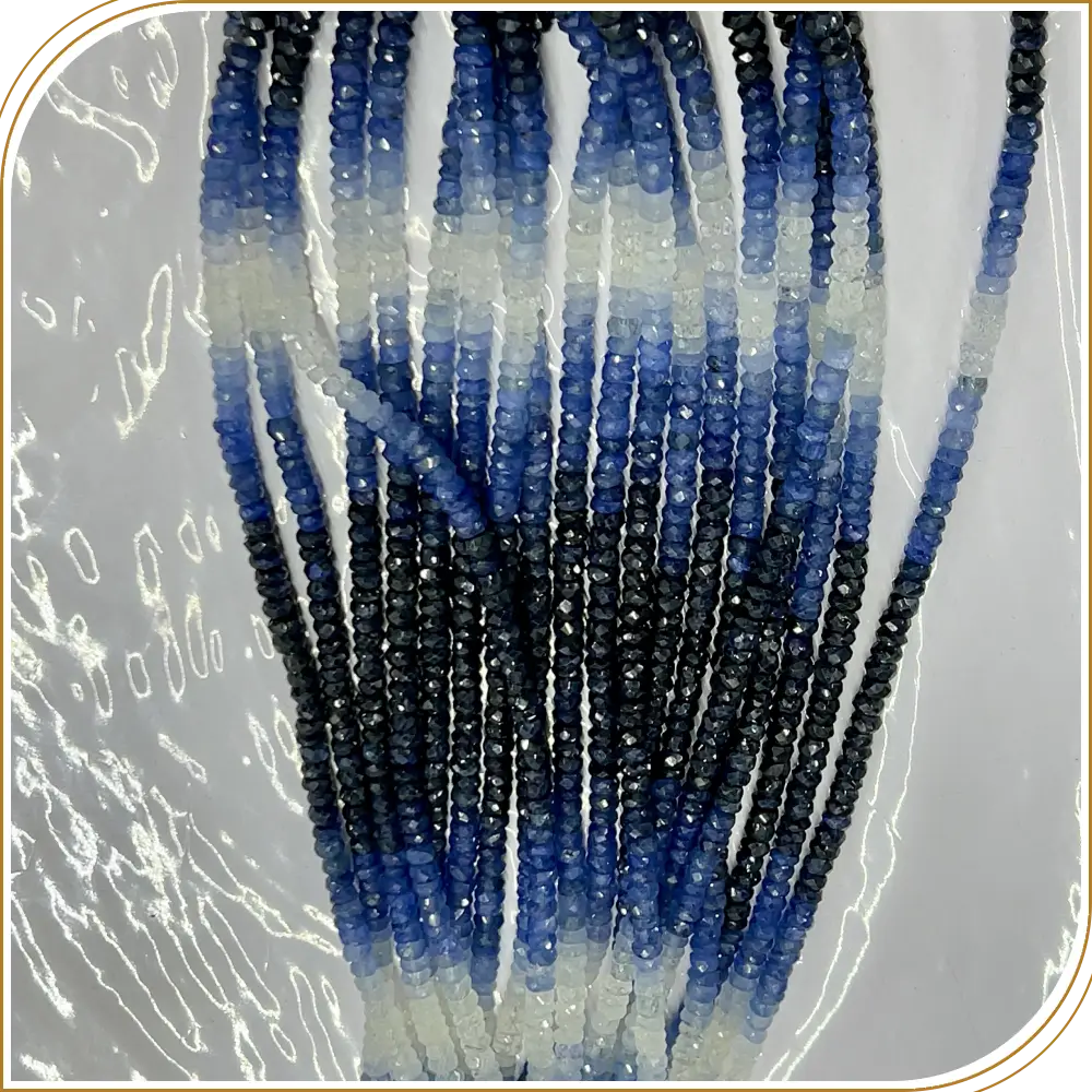 Natural Blue Sapphire Shaded Faceted Rondelle Beads Size 4mm To 5mm Approx 16 Inches Strand