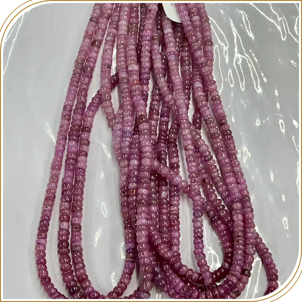 Natural Pink Sapphire smooth Rondelle Beads Size 5mm to 7mm Approx 16 Inches Strand