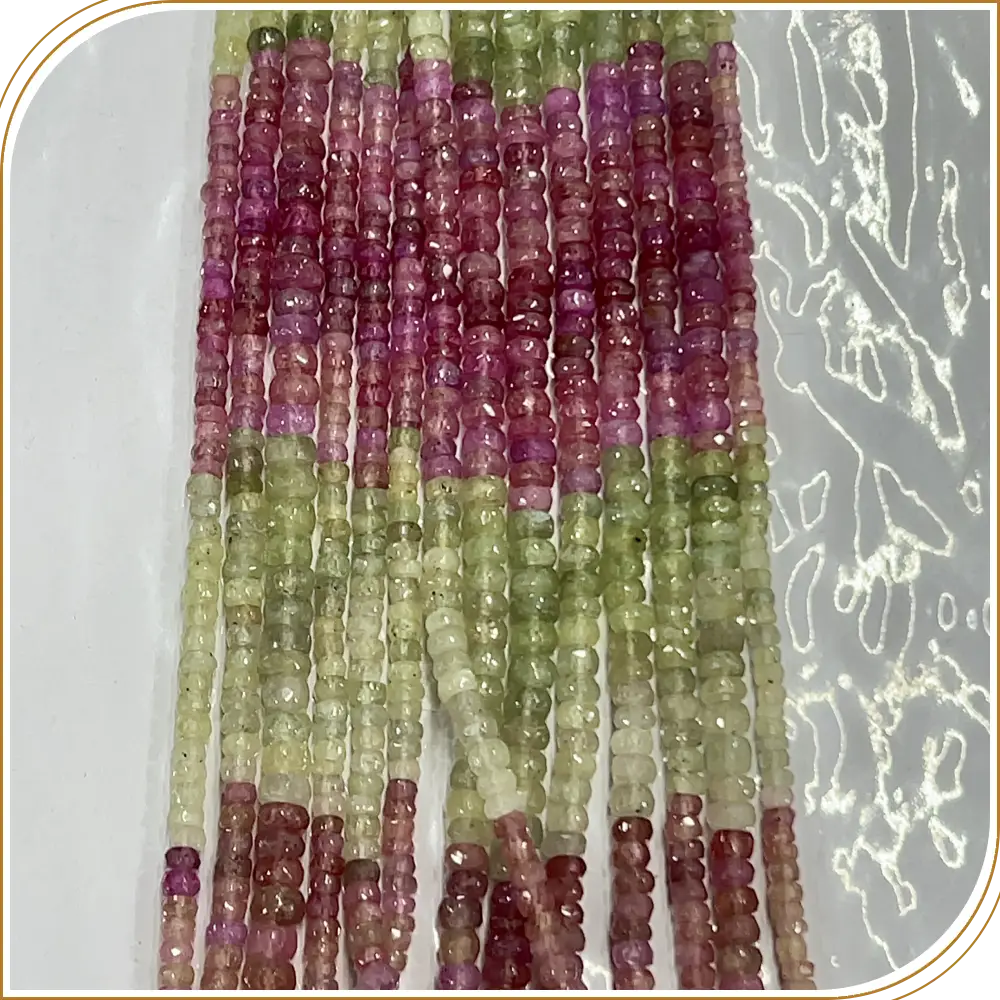 Natural Multi Color Pink Sapphire Faceted Rondelle Beads Size 4mm To 5mm Approx 16 Inches Strand
