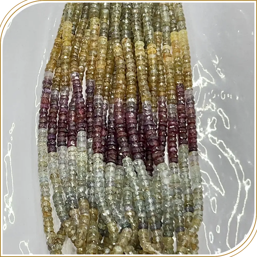 Natural Multi Color Tundra Sapphire Faceted Rondelle Beads Size 4mm To 5mm Approx 16 Inches Strand