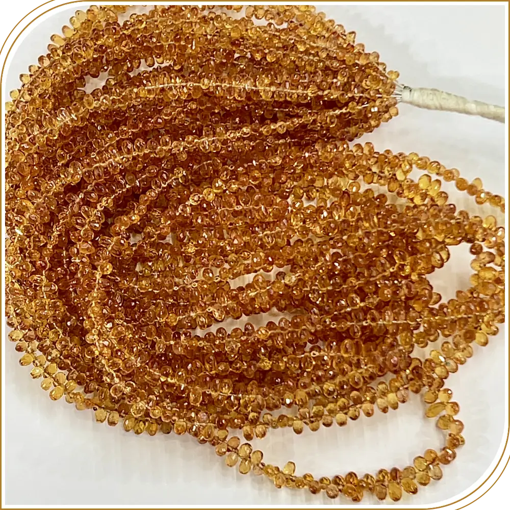 Natural Light Honey Color Precious Sapphire Faceted Briolette Tiny Teardrops Beads Size 4mm 16 Inches Strand