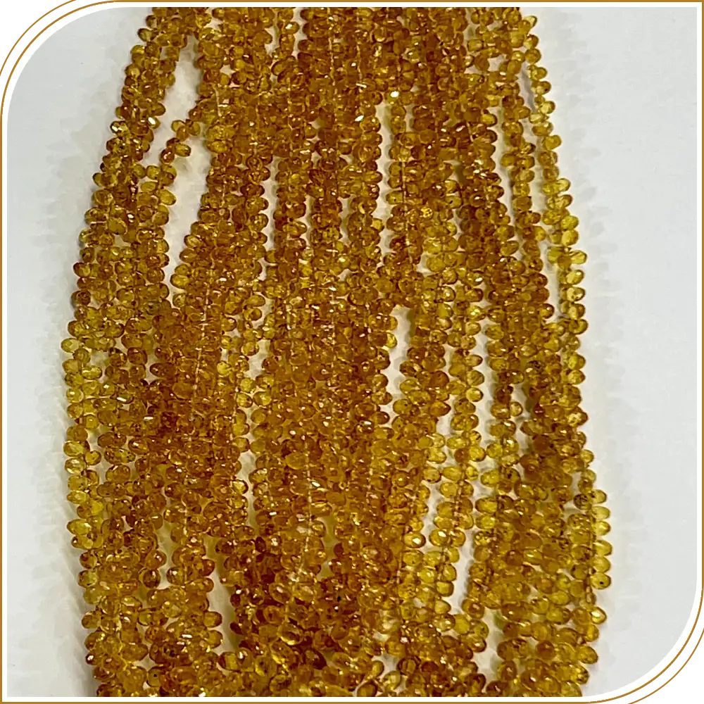 Natural Bright Yellow Color Precious Sapphire Faceted Briolette Tiny Teardrops Beads Size 4mm 16 Inches Strand